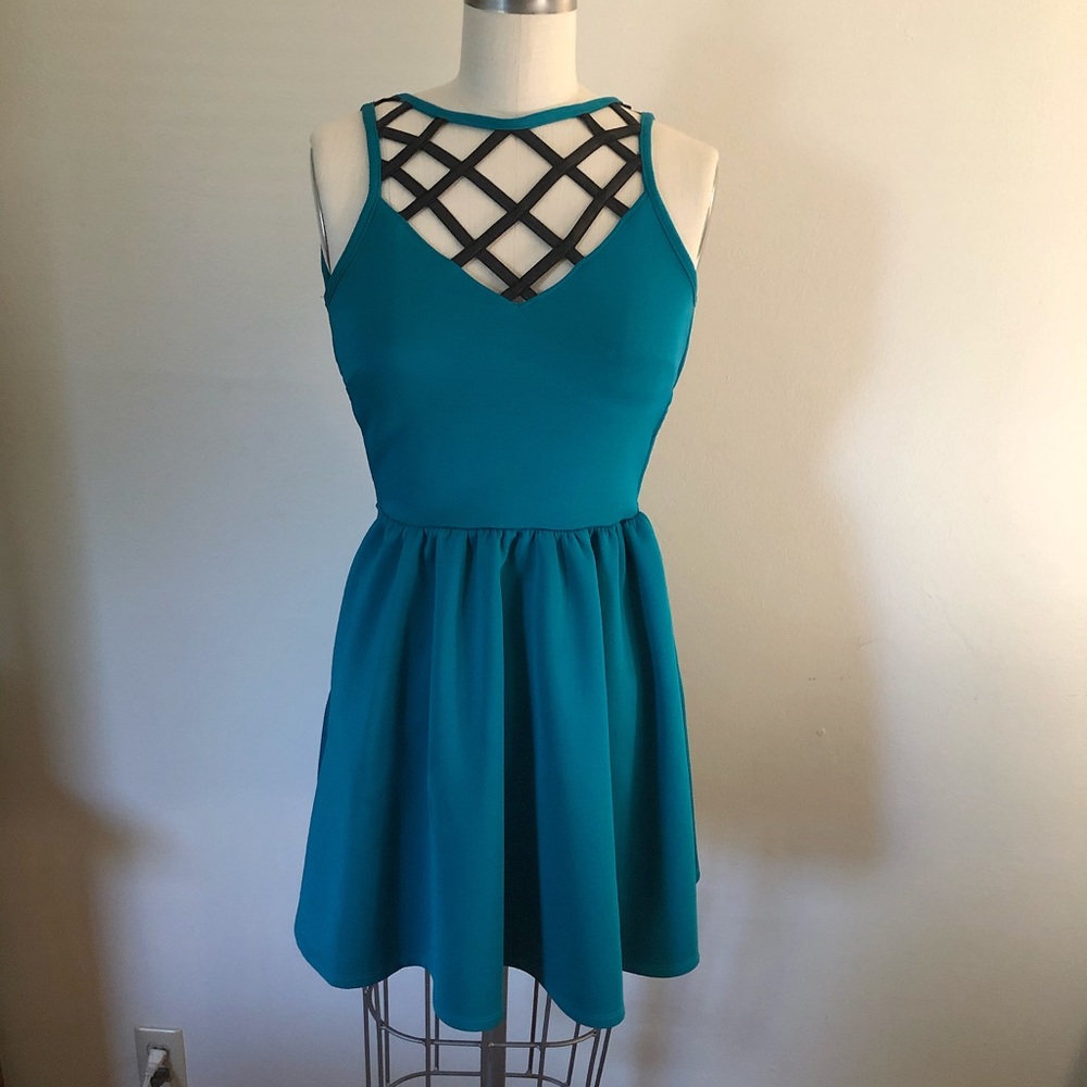 Material Girl Strappy Teal Sleeveless Dress XS